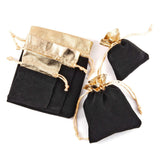 1 Bag 30Pcs 3 Style Rectangle Velvet Jewelry Bag, Black, 9~14x7~11cm, 10pcs/style