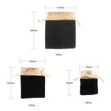 1 Bag 30Pcs 3 Style Rectangle Velvet Jewelry Bag, Black, 9~14x7~11cm, 10pcs/style