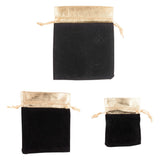 1 Bag 30Pcs 3 Style Rectangle Velvet Jewelry Bag, Black, 9~14x7~11cm, 10pcs/style