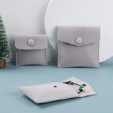 2 Bag 6Pcs 3 Style Velvet Jewelry Bags, Square, Light Grey, 7.4~9.8x7.4~10cm, 2pcs/style