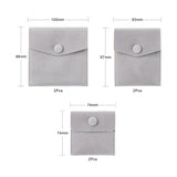 2 Bag 6Pcs 3 Style Velvet Jewelry Bags, Square, Light Grey, 7.4~9.8x7.4~10cm, 2pcs/style