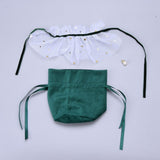 10 pc Velvet Jewelry Drawstring Gift Bags, with Plastic Imitation Pearl & Star Yarn Skirt Design, Wedding Favor Candy Bags, Dark Green, 14.2x14.9x0.4cm