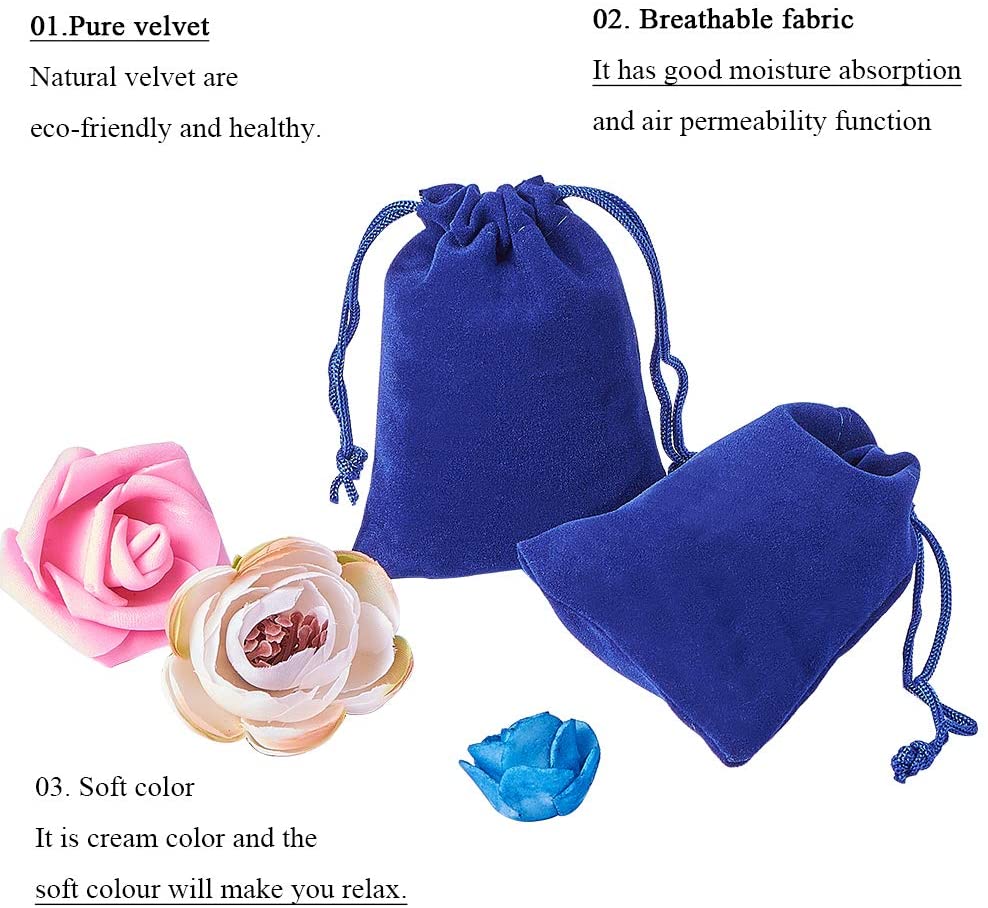 Craspire 1 Set 6 Colors Velvet Jewellery Bags, 24pcs Small