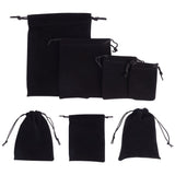 1 Set Rectangle Velvet Pouches, Drawable Pouches, Gift Bags, Black, 7x5cm