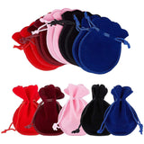 1 Set 50 Pcs Velvet Bags, Velvet Cloth Drawstring Pouches for DIY Candy Gift and Jewelry Necklace Bracelet Packing, 9x7cm, 5 Colors