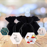 50 pc Velvet Bags Drawstring Jewelry Pouches, Calabash Candy Pouches, for Wedding Shower Birthday Party, Black, 12x9cm