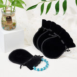 50 pc Velvet Bags Drawstring Jewelry Pouches, Calabash Candy Pouches, for Wedding Shower Birthday Party, Black, 12x9cm