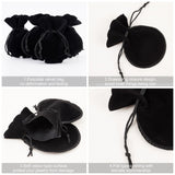 50 pc Velvet Bags Drawstring Jewelry Pouches, Calabash Candy Pouches, for Wedding Shower Birthday Party, Black, 12x9cm