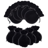 50 pc Velvet Bags Drawstring Jewelry Pouches, Calabash Candy Pouches, for Wedding Shower Birthday Party, Black, 12x9cm