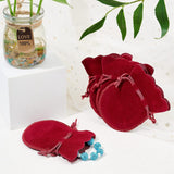 50 pc Velvet Bags, Calabash Shape Drawstring Jewelry Pouches, Dark Red, 9x7cm