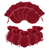 50 pc Velvet Bags, Calabash Shape Drawstring Jewelry Pouches, Dark Red, 9x7cm