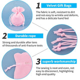 50 pc 50 Pcs Velvet Bags, Calabash Shape Drawstring Jewelry Pouches Small Candy Gift Bags for Christmas Wedding Birthday Party Favors, Hot Pink 9x7cm(3.54"x2.75")