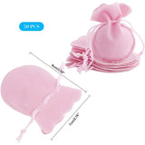 50 pc 50 Pcs Velvet Bags, Calabash Shape Drawstring Jewelry Pouches Small Candy Gift Bags for Christmas Wedding Birthday Party Favors, Hot Pink 9x7cm(3.54"x2.75")