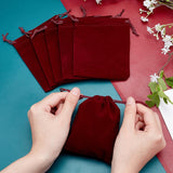 30 pc Rectangle Velvet Pouches, Candy Gift Bags Christmas Party Wedding Favors Bags, Dark Red, 12x10cm