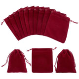 30 pc Rectangle Velvet Pouches, Candy Gift Bags Christmas Party Wedding Favors Bags, Dark Red, 12x10cm