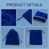 30 pc Rectangle Velvet Pouches, Candy Gift Bags Christmas Party Wedding Favors Bags, Dark Blue, 12x10cm