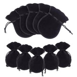 30 pc Gourd Velvet Bags, Black, 12x9cm