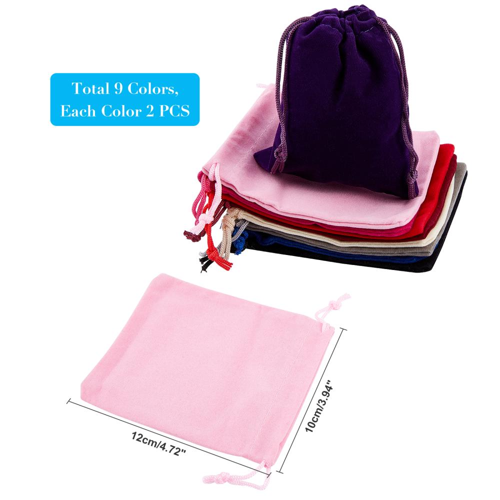 Craspire 1 Bag 4 Pcs Velvet Jewelry Pouches with Cards, 4 Colors