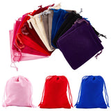1 Set 18 Pcs Velvet Bags, Drawstring Jewelry Pouches Rectangle Gift Bags for Wedding, Candy Bags, Party Favors, 12x10cm
