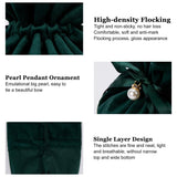 12 pc Velvet Jewelry Bags with Drawstring & Plastic Imitation Pearl, Velvet Cloth Gift Pouches, Dark Green, 13.2x14x0.4cm