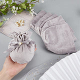 12 pc Velvet Jewelry Bags with Drawstring & Plastic Imitation Pearl, Velvet Cloth Gift Pouches, Gray, 13.2x14x0.4cm