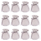 12 pc Velvet Jewelry Bags with Drawstring & Plastic Imitation Pearl, Velvet Cloth Gift Pouches, Gray, 13.2x14x0.4cm