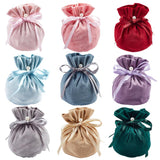 1 Set Velvet Jewelry Bags with Drawstring & Plastic Imitation Pearl, Velvet Cloth Gift Pouches, Mixed Color, 13.2x14x0.4mm, 9 colors, 2pcs/color, 18pcs/set