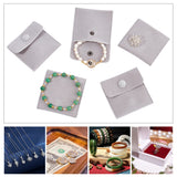 10 pc 10 Pcs Velvet Jewelry Pouches with Snap Button, Light Grey Velvet Jewelry Storage Bags Luxury Gift Bag for Candy Gift and Jewelry Necklace Bracelet Packing, 7.4x7.4cm