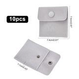 10 pc 10 Pcs Velvet Jewelry Pouches with Snap Button, Light Grey Velvet Jewelry Storage Bags Luxury Gift Bag for Candy Gift and Jewelry Necklace Bracelet Packing, 7.4x7.4cm