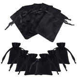 1 Bag 12 Pcs Black Velvet Bags, 4.7x3.5" Drawstring Jewelry Pouches Jewelry Storage Bags Small Velvet Gift Bags for Traveling Rings, Bracelets, Necklaces, Earrings,WatchFavors