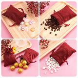 1 Bag 12 Pcs Dark Red Velvet Bags, 12x9cm Drawstring Jewelry Pouches Rectangle Gift Bags for Wedding Candy Bags Party Favors