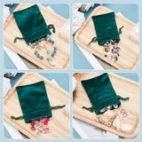 1 Bag 12 Pcs Dark Green Velvet Bags, 12x9 cm Drawstring Jewelry Pouches Rectangle Gift Bags for Wedding Candy Bags Party Favors