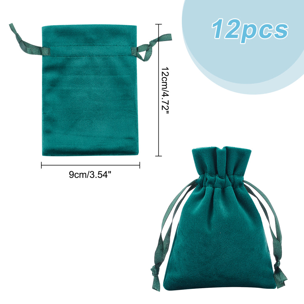 Craspire 1 Bag 6 Colors Velvet Jewelry Bags, 12pcs Square Gift