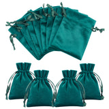 1 Bag 12 Pcs Dark Green Velvet Bags, 12x9 cm Drawstring Jewelry Pouches Rectangle Gift Bags for Wedding Candy Bags Party Favors