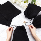 1 Bag 8 Pcs Large Black Velvet Pouch Bags, 24.7x20cm Large Drawstring Jewelry Pouches Big Rectangle Gift Bags for Wedding Candy Bags Gift Storage Bags