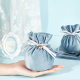 1 Bag 12 Pcs Drawstring Velvet Bags, 13.8x14.6cm Blue Drawstring Jewelry Pouches Velvet Bags Candy Gift Bags with CCB Plastic Heart Pendants for Wedding Birthday