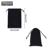 20 pc 20 Pcs Velvet Drawstring Bags, 15x10cm Rectangle Necklace Earrings Jewelry Pouches Candy Sack Gift Storage Bags for Party Wedding Christmas Favors, Black