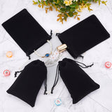 20 pc 20 Pcs Velvet Drawstring Bags, 15x10cm Rectangle Necklace Earrings Jewelry Pouches Candy Sack Gift Storage Bags for Party Wedding Christmas Favors, Black