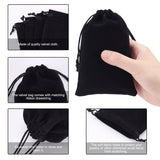 20 pc 20 Pcs Velvet Drawstring Bags, 15x10cm Rectangle Necklace Earrings Jewelry Pouches Candy Sack Gift Storage Bags for Party Wedding Christmas Favors, Black