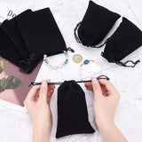 20 pc 20 Pcs Velvet Drawstring Bags, 15x10cm Rectangle Necklace Earrings Jewelry Pouches Candy Sack Gift Storage Bags for Party Wedding Christmas Favors, Black