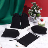 20 pc 20 Pcs Velvet Drawstring Bags, 15x10cm Rectangle Necklace Earrings Jewelry Pouches Candy Sack Gift Storage Bags for Party Wedding Christmas Favors, Black