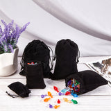 1 Bag 40 Pcs 5 Sizes Velvet Drawstring Bags, Rectangle Necklace Earrings Jewelry Pouches Candy Sack Gift Storage Bags for Party Wedding Christmas Favors, Black