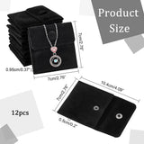 12 pc 12 Pcs Velvet Jewelry Pouches with Snap Button, Black Velvet Jewelry Storage Bags Luxury Gift Bag for Candy Gift and Jewelry Necklace Bracelet Packing, 7x7cm