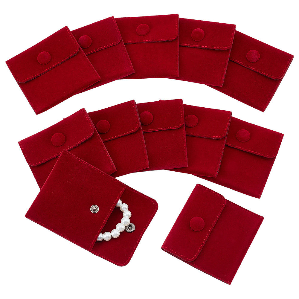 Craspire 12 pc 12 Pcs Velvet Jewelry Pouches with Snap Button, Off