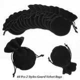 1 Bag 48Pcs 2 Styles Gourd Velvet Bags, Mixed Color, 9.5~12x7.5~9cm, 24pcs/style