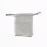 100 pc Rectangle Velours Jewelry Bags, Light Grey, 8.8x7cm