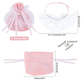 1 Bag Velvet Jewelry Drawstring Gift Bags, with Plastic Imitation Pearl & Star Yarn Skirt Design, Wedding Favor Candy Bags, Mixed Color, 14.2x14.9x0.4cm, 9pcs/bag