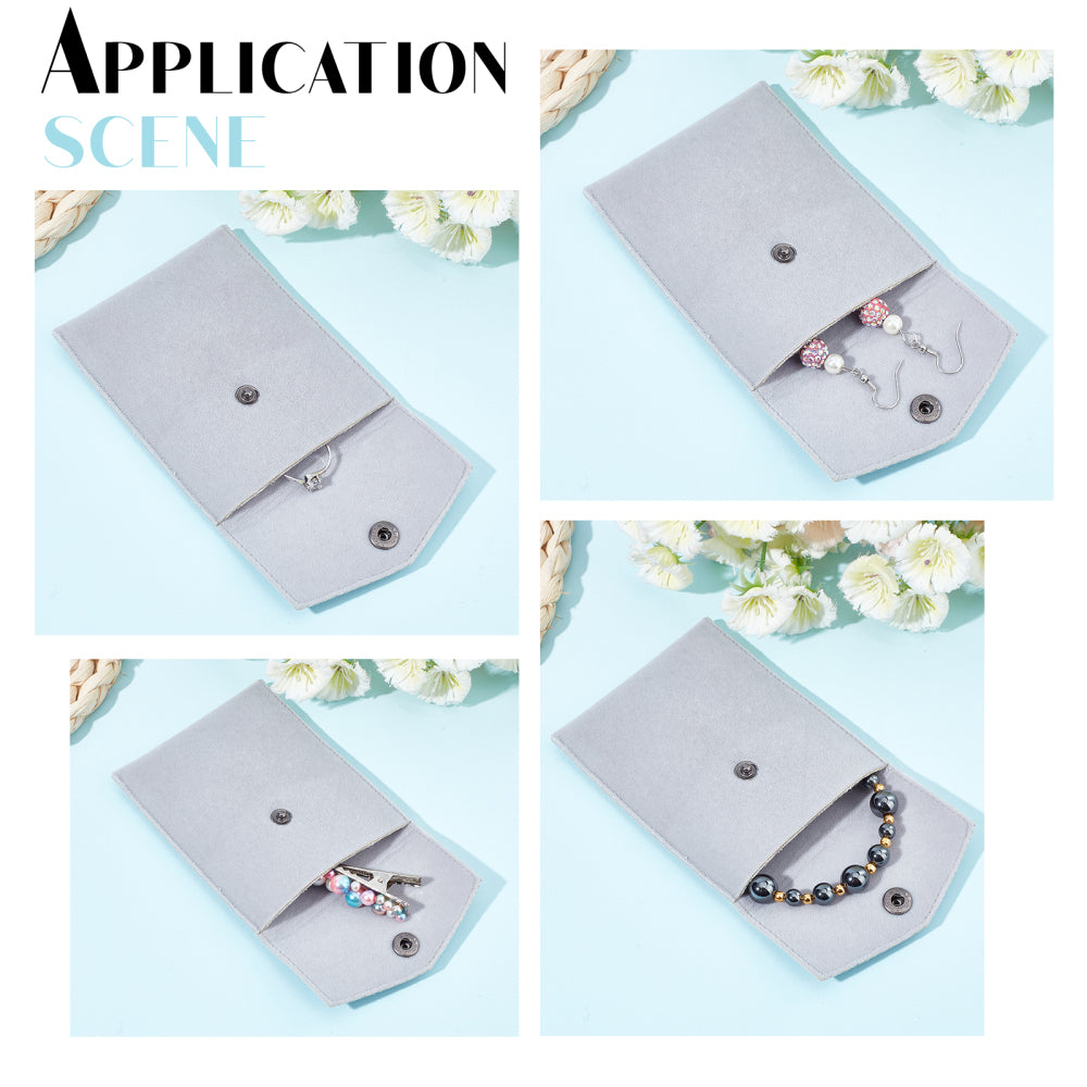 Craspire 1 Set 3 Sizes Velvet Jewelry Bags with Snap Button, 6pcs