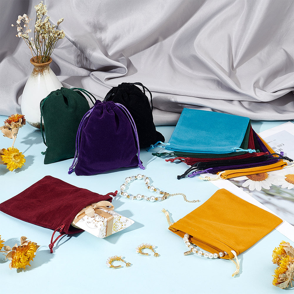 Craspire 100 pc Velvet Cloth Drawstring Bags, Jewelry Bags