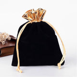 250 pc Rectangle Velvet Jewelry Bag, Black, 14x11cm